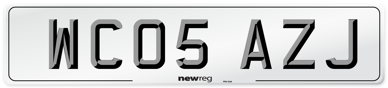 WC05 AZJ Number Plate from New Reg